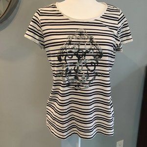 Style & Co Striped Short Sleeve Nautical Tee – L